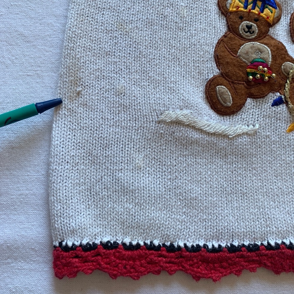Nutcracker Vintage Ugly Christmas Holiday Sweater Teddy Bears Tree Sequins 2X-3X - Picture 11 of 16